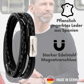 Simaru Designer Leather Bracelet - Wrap Bracelet for Men & Women Made of Vegetable Tanned Leather with Stainless Steel Magnetic Clasp - Made in Germany, Leather