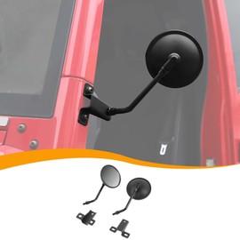 Hoolcar A-Pillar Grab Handle Rear View Mirrors Door Off Mirror Anti-Shake Wider View Doorless Mirror Compatible with Jeep Wrangler JK JKU 2007-2017, 1 Pair