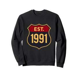 Vintage 1991 Birthday Retro Highway Sign EST. 91 Sweatshirt