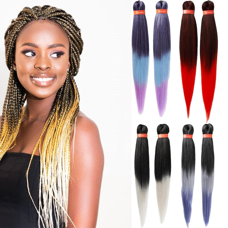 Xpression Pre-Stretched Braiding Hair - 100% Kanekalon, Itch-Free, Lightweight, Hot