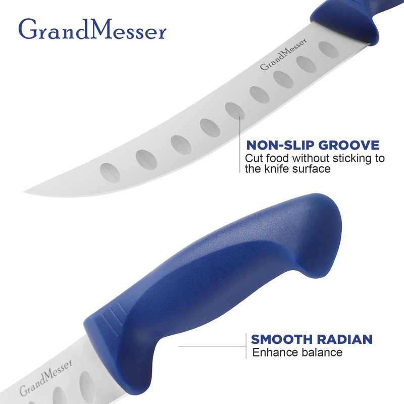 GrandMesser Butcher Knife for Meat Cutting, Curved Cimeter Knife 9