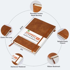 Soomeet Lined Journal Notebook, 200 Pages, Leather Hardcover Notebooks, A5 College Ruled Thick Classic with Pen Loop Notebook Journals for Writing, for Women Men Office School, 5.75' X 8.38', Brown | Soomeet