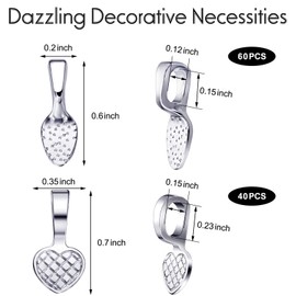 100 Pieces Shiny Silver Heart Shape Bails Glue on Bails Pendants Small Spoon Oval Jewelry Pendants Necklace Earring Charms DIY Jewelry Making Pendants for Earring Glass Tiles Jewelry Making