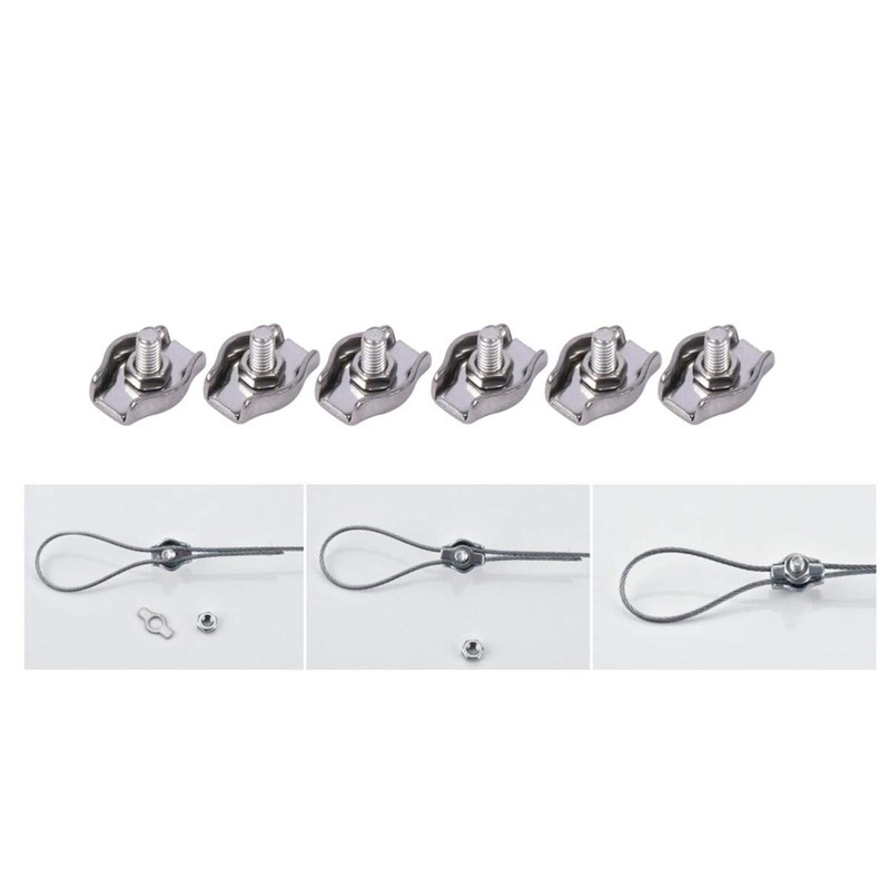 Elizabeth 304 Stainless Steel Single Wire Rope Clips 30pcs (Fits