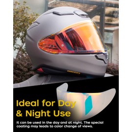 Soman RF-1400 RF 1400 Visors Shield Replacement, CWR-F2 Visor Face Shield Compatible with RF-1400 CWR-F2 Z8 NXR2 Uv Protection (Transparent Revo Red)