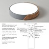 LuFun Dimmable Ceiling Lights,24W Grey Round Modern Wood Flush Mount