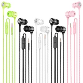 LWZCAM Wired Earbuds with Microphone 5 Pack, in-Ear Headphones with Heavy Bass, High Sound Quality Earphones Compatible with iPad, Laptop, MP3, Android Smartphones, Fits All 3.5mm Jack Device