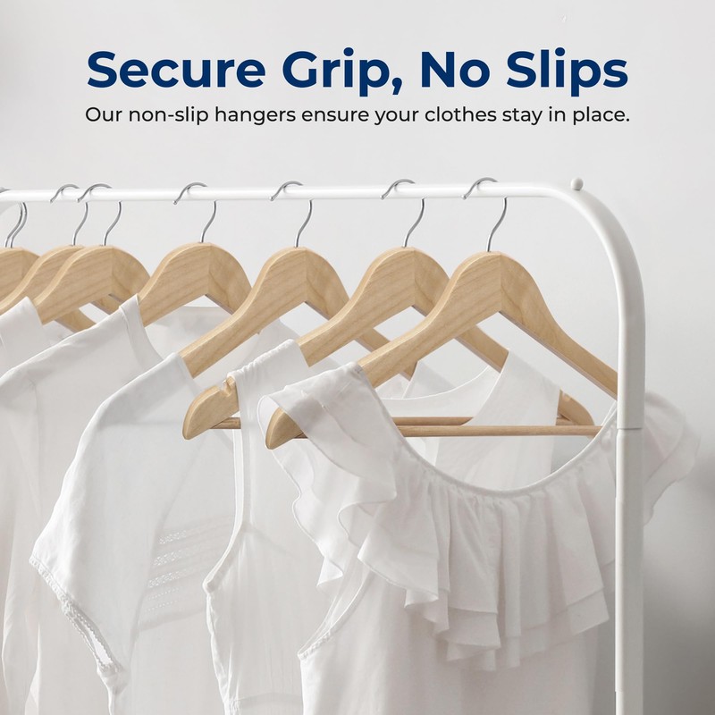SereneLife 80-Piece Solid Wooden Hangers Set for Clothes – Heavy