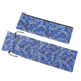 GUSTARIA Empty Mahjong Bag, with Protective Sleeve for Mahjong Racks and Pushers, Blue Printed American Mahjong Tiles Bag and Mahjong Pusher Drawstring Bag (Case Only)