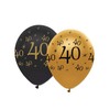 Generique - 6 Black and Gold 40th Birthday Balloons