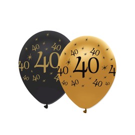 Generique - 6 Black and Gold 40th Birthday Balloons