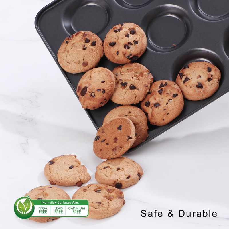 HONGBAKE Mini Muffin Top Pan for Baking, Premium 12 Cavity