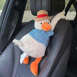 Cute Car Tissue Holder - Cute Plush Duck Animal Tissue Box Holder - Hanging Funny Animal Car Tissue Box Napkin Box Holder for Home Office Car Bathroom Decoration