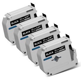Replacement for Brother PT-M95 Label Maker Tape Refill for PT-70BM PT-65 PT-45 White on Black M Tape 12mm 0.47 Inch MK-335 Compatible with P Touch M Series Label Tape 0.47" x 26.2' 4-Pack