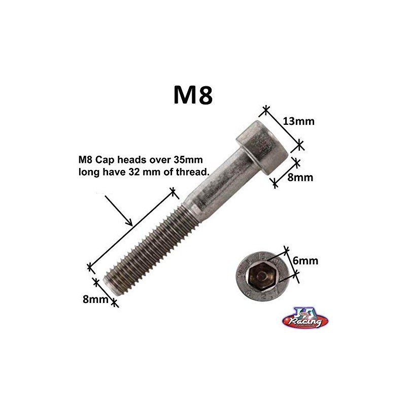 M8 x 65 Socket Cap Screws Zinc 12.9 Pack of