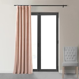 Simple & Elegant Gorgeous Rosey Color 50 X 84 Size Blackout Curtains for Bedroom Velvet Soft Flowing Fabric Thermal Lining Modern & Contemporary Style Room-Darkening | All Season Pretty Pink Shade