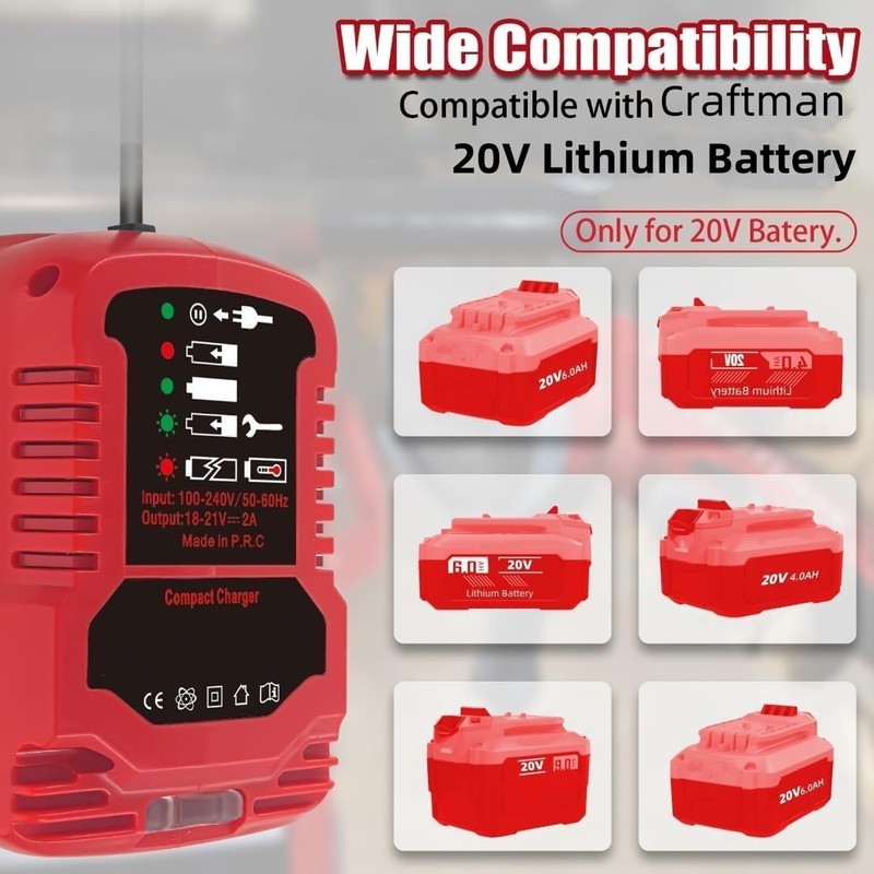 for Craftsman Battery Charger 20V (110V Input for Home Use)