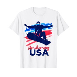 Snowboarding USA Support the Team Tshirt USA Flag Snowboard T-Shirt for Women Kids Men