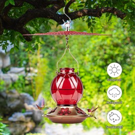 11.2" Metal Bird Feeder Rain Guard 2 Pack, Red Dome Shield Cover Umbrella Shade for Hummingbird Oriole Feeder, Squirrel Baffles for Bird Feeders