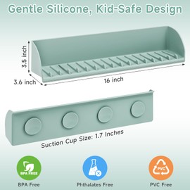 cermug 2Pack Bathtub Splash Guard for Tub Kids, Silicone Splash Guard for Bathtub Edge, Tub Splash Guards with 4 Suction Cups, Bath Toy Tray Holder for Baby Bath, Aqua