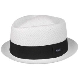 Lipodo Amatillo White Pork Pie Straw Hat Diamond Elegant Hat Made in Italy Unisex Spring Summer White XL (60-61 cm)