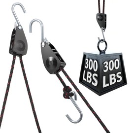 iplusmile Rope Ratchet, Rope Hook, Pulley, Packing Belt, Maximum Load: 136KG/300 lbs, Ratchet Belt Lock, Load-Fastening Belt, 1/4 Inch Sturdy Adjustable, Easy to Use, Multipurpose, Set of 2