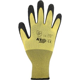 Asatex 3750 Finely Knitted Gloves with Latex-Coating, Yellow/Black, 10
