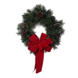 Large 10" Wired Brick Red Velvet Outdoor Wreath Bows