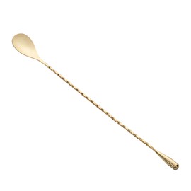 Restaurantware Bar Lux 12 Inch Bar Spoon 1 Corkscrew Handle Cocktail Stirrer Spoon - Long Commercial Gold-Plated Stainless Steel Cocktail Mixing Spoon For Stirring And Mixing