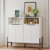 White Buffet Cabinet with Storage, Fluted Storage Cabinet with Doors