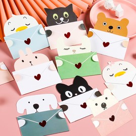 18 Pieces Cute Animals Greeting Cards Assortment Cartoon Animals Greeting Card, Cute Memo Card Lovely Message Card Business Card Thank You Card Birthday Card Mothers Day Card Letter Writing Card Invitation Card Cartoon Child with Envelopes