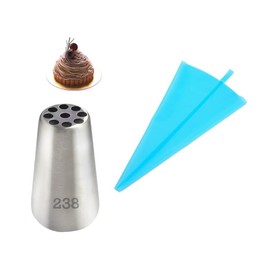 9 Hole Piping Tips 238 Montblanc Tips and TPU Pastry Bag Set, 3mm Hole Diameter, Montblanc Tip, Montblanc Tip, Montblanc Tip Set Montblanc Squeezer, Montblanc Tips