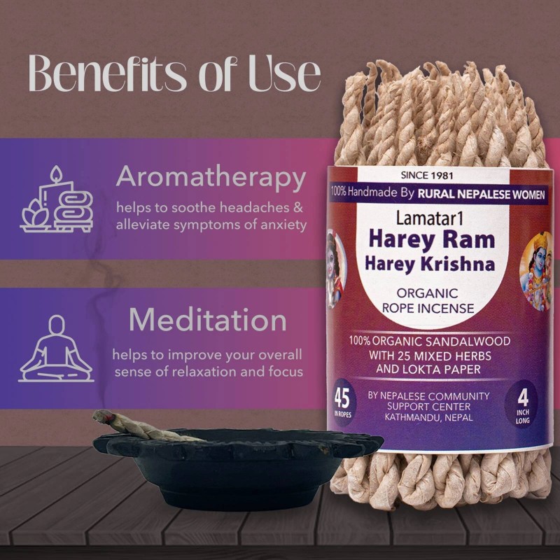 Lamatar1 Natural Rope Incense Set Of 2 Pack Burning Gently