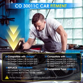 HAYIAUTO Car A/C Compressor Fit for Jeep Compass Patriot 2009-2017, for Dodge Caliber 2009-2012 1.8L 2.0L 2.4L L4 Automotive Replacement AC Compressor 55111610AA Compressor for Car CO30011C