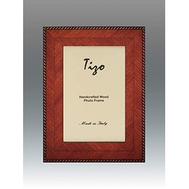 Tizo 5" X 7" Brown Double Border Wooden Frame, Made in Italy