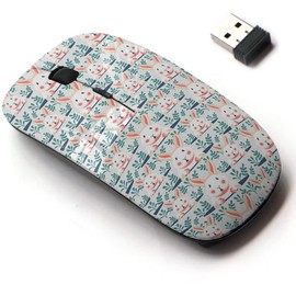 2.4G Wireless Mouse with Cute Pattern Design for All Laptops and Desktops with Nano Receiver - Cute Rabbits Bunnies