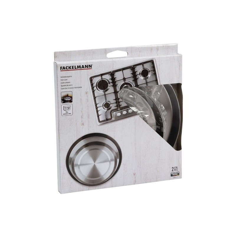 FACKELMANN FCK12306 2 Stainless Steel Cover Plates, Silver, 21 x
