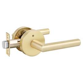 Haidms Gold Door Handles, Brushed Gold Privacy Door Handle, Gold Interior Satin Brass Door Levers for Bathroom, Bedroom, Zinc Alloy (1 Pack)