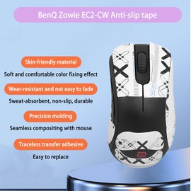 NOUKAJU Mouse Grip Tape Full Coverage for BenQ Zowie EC2-CW Ergonomic Gaming Mouse, Mouse Anti Slip Grip Tape,Self-Adhesive PreCut Sweat-Resistant Professional Mice Upgrade Kit(White)