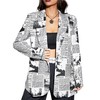 WDIRARA Women's Newspaper Print Single Button Blazer Lapel Collar Long