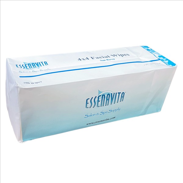 4x4 biodegradable esthetic wipes 4 ply 200 per pack smooth finish 100% natural rayon recyclable facial towelette
