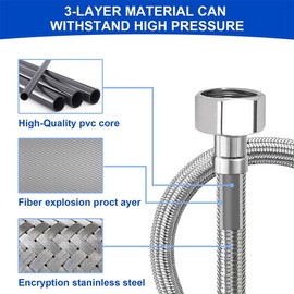 GGUFAY Pack of 2 Flex Hose 3/8 Inch, 304 Stainless Steel Flex Hose, Reinforced Hose, 3/8 Inch Throw and Male Thread, with Stainless Steel Braid, for Tap Angle Valve Water Heater (20 cm + 30 cm)