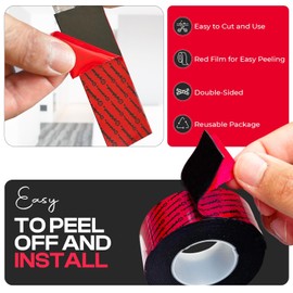 GripBond Black Super Bond Heavy Duty Double Sided Tape, 1 Roll (18.3 Ft), 1.2” x 220” – Waterproof Adhesive Mounting Tape for Indoor/Outdoor, Walls, Automotive, Car, LED Strip Lights, Home, Office