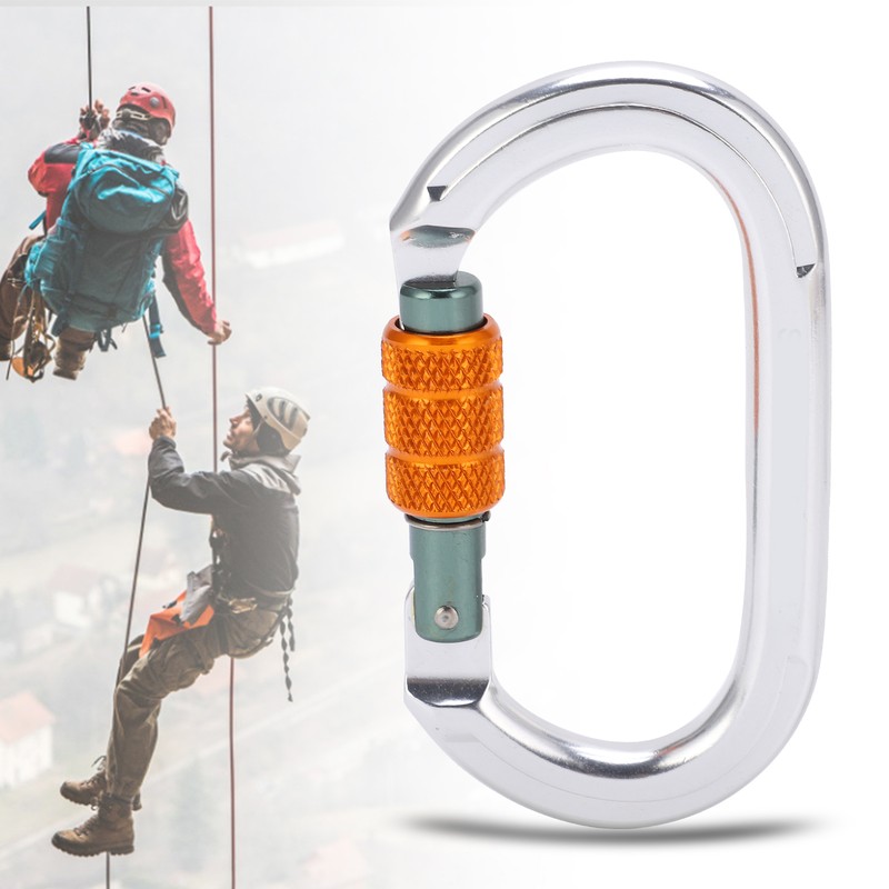 Locking Carabiner Clip Aluminum Alloy Oval Locking Heavy Duty Carabiner