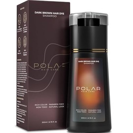 POLAR HAIR CARE Kit de Champú Tinte de Cabello Natural Vegano Semipermanente para Cabello Canoso, Mujeres y Hombres (Marrón Oscuro), EE.UU. 6.76 Fl Oz