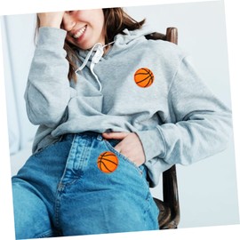 CORHAD 20pcs Basketball Stickers Patch for Jacket Clothes Basketball Color Basketball Decorations Game Appliqué Basketball Patch Basketball Party Decorations Sport Polyester Orange