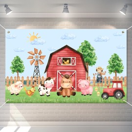 Watercolor Farm Birthday Decorations Backdrop Banner 180 X 110cm Farm Wild One Birthday Decorations Backdrop Red Barn Animal Banner Baby Shower Backdrop Child Farm Party Decorations Supplies