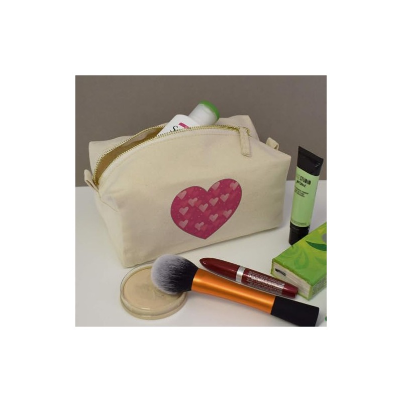 'Love Hearts Heart ' Canvas Wash Bag/Makeup Case (CS00042545)