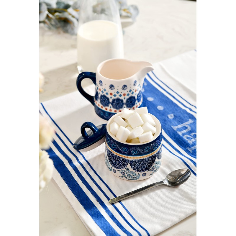 Bico Blue Talavera Ceramic Sugar and Creamer Set, Sugar Bowl