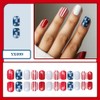 4th of July Press on Nails Short Square Red White